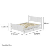Living Fusion Clara Pine Wood Bed Frame with Storage