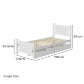 Living Fusion Clara Pine Wood Bed Frame with Storage