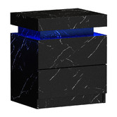 Living Fusion Murray 2 Drawer Marble-Look LED Bedside Table