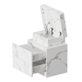 Living Fusion Murray 2 Drawer Marble-Look LED Bedside Table