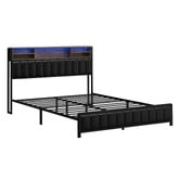 Living Fusion Aly Faux Leather Bed with LED &amp; USB Ports