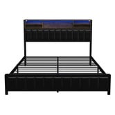 Living Fusion Aly Faux Leather Bed with LED &amp; USB Ports