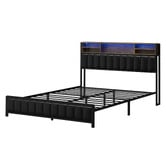 Living Fusion Aly Faux Leather Bed with LED &amp; USB Ports