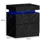Living Fusion Murray 2 Drawer Marble-Look LED Bedside Table