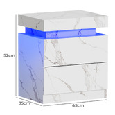 Living Fusion Murray 2 Drawer Marble-Look LED Bedside Table