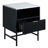 Living Fusion Hammond Faux Marble Bedside Table