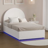 Living Fusion Seraphine Boucle Gas Lift Storage Bed with LED