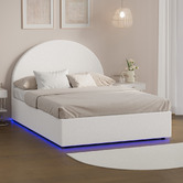 Living Fusion Seraphine Boucle Gas Lift Storage Bed with LED