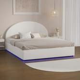 Living Fusion Seraphine Boucle Gas Lift Storage Bed with LED
