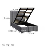 Living Fusion Meier Velvet Gas Lift Storage Bed Frame