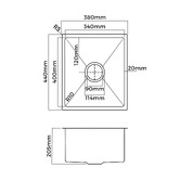 Living Fusion Bowen 380mm 304SS Single Kitchen Sink