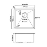 Living Fusion Bowen 440mm 304SS Single Kitchen Sink