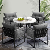 Living Fusion 4 Seater Round Hicks Outdoor Dining Table &amp; Chair Set