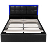Living Fusion Ceri Faux Leather Gas Lift Storage Bed with LED