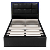 Living Fusion Ceri Faux Leather Gas Lift Storage Bed with LED