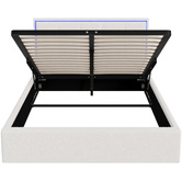 Living Fusion Ceri Boucle Gas Lift Storage Bed with LED
