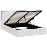 Living Fusion Ceri Boucle Gas Lift Storage Bed with LED