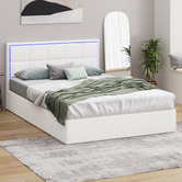 Living Fusion Ceri Boucle Gas Lift Storage Bed with LED