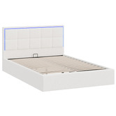 Living Fusion Ceri Boucle Gas Lift Storage Bed with LED