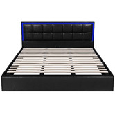 Living Fusion Ceri Faux Leather Gas Lift Storage Bed with LED