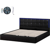 Living Fusion Ceri Faux Leather Gas Lift Storage Bed with LED