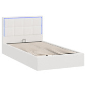 Living Fusion Ceri Boucle Gas Lift Storage Bed with LED