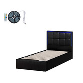 Living Fusion Ceri Faux Leather Gas Lift Storage Bed with LED