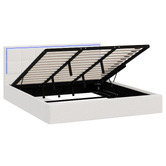 Living Fusion Ceri Boucle Gas Lift Storage Bed with LED