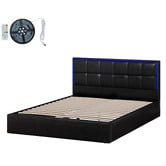 Living Fusion Ceri Faux Leather Gas Lift Storage Bed with LED