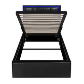 Living Fusion Ceri Faux Leather Gas Lift Storage Bed with LED