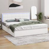 Living Fusion Ceri Boucle Gas Lift Storage Bed with LED