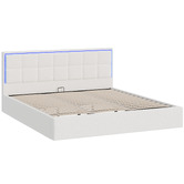 Living Fusion Ceri Boucle Gas Lift Storage Bed with LED