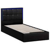 Living Fusion Ceri Faux Leather Gas Lift Storage Bed with LED