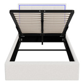 Living Fusion Ceri Boucle Gas Lift Storage Bed with LED