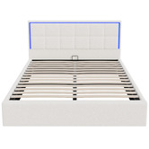 Living Fusion Ceri Boucle Gas Lift Storage Bed with LED