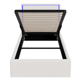 Living Fusion Ceri Boucle Gas Lift Storage Bed with LED