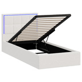 Living Fusion Ceri Boucle Gas Lift Storage Bed with LED
