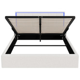Living Fusion Ceri Boucle Gas Lift Storage Bed with LED