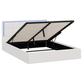 Living Fusion Ceri Boucle Gas Lift Storage Bed with LED