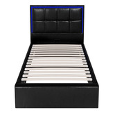 Living Fusion Ceri Faux Leather Gas Lift Storage Bed with LED