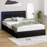 Living Fusion Ceri Faux Leather Gas Lift Storage Bed with LED