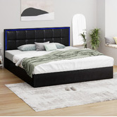 Living Fusion Ceri Faux Leather Gas Lift Storage Bed with LED