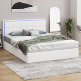 Living Fusion Ceri Boucle Gas Lift Storage Bed with LED