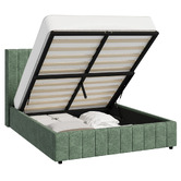 Living Fusion Green Meier Chenille Gas Lift Storage Bed