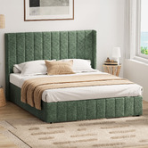 Living Fusion Green Meier Chenille Gas Lift Storage Bed