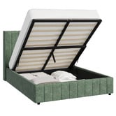 Living Fusion Green Meier Chenille Gas Lift Storage Bed