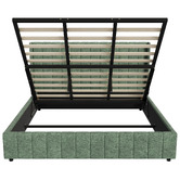 Living Fusion Green Meier Chenille Gas Lift Storage Bed