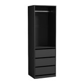 Living Fusion Black Cassandra 3 Drawer Wardrobe
