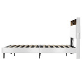 Living Fusion White Vinie Faux Leather Bed with LED
