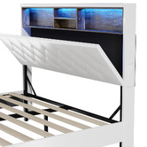 Living Fusion White Vinie Faux Leather Bed with LED